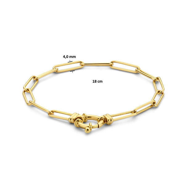 geel gouden paperclip schakel armband met groot slot 14 krt geel goud
