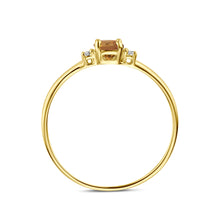 Afbeelding in Gallery-weergave laden, echt gouden ring met citrien en zirkonia 14 krt geel goud
