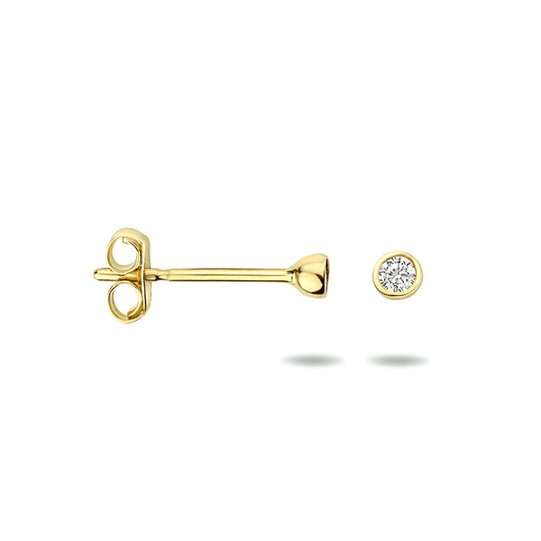 gouden oorknopjes met mini zirkonia stenen a 2.5 mm | 14 krt