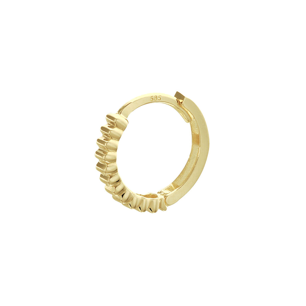 geel gouden klap oorring met patroon 14 krt geel goud 13 mm