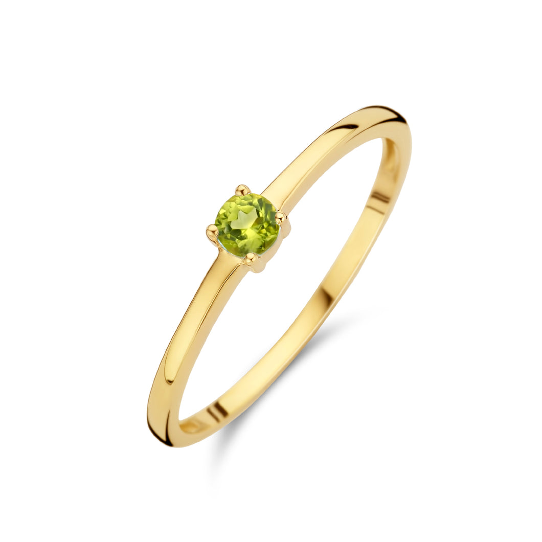 echt geel gouden ring met period | 14 krt geel goud - augustus geboortesteen