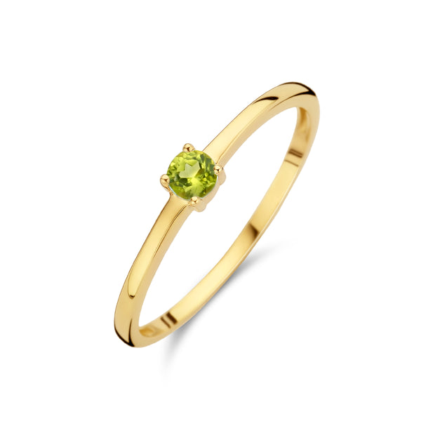 echt geel gouden ring met period | 14 krt geel goud - augustus geboortesteen