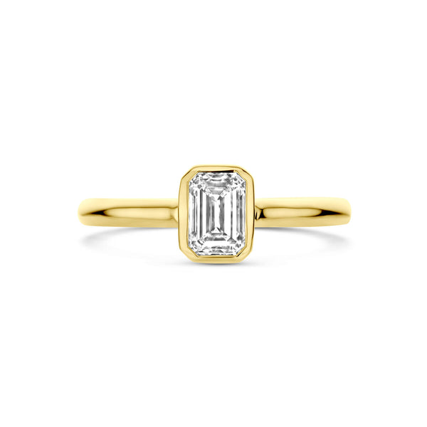 echt gouden ring met baguette geslepen lab grown diamant van 1 crt | 14 karaat geel goud