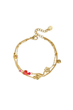 Afbeelding in Gallery-weergave laden, goudkleurig dubbel armbandje met roze accenten | stainless steel
