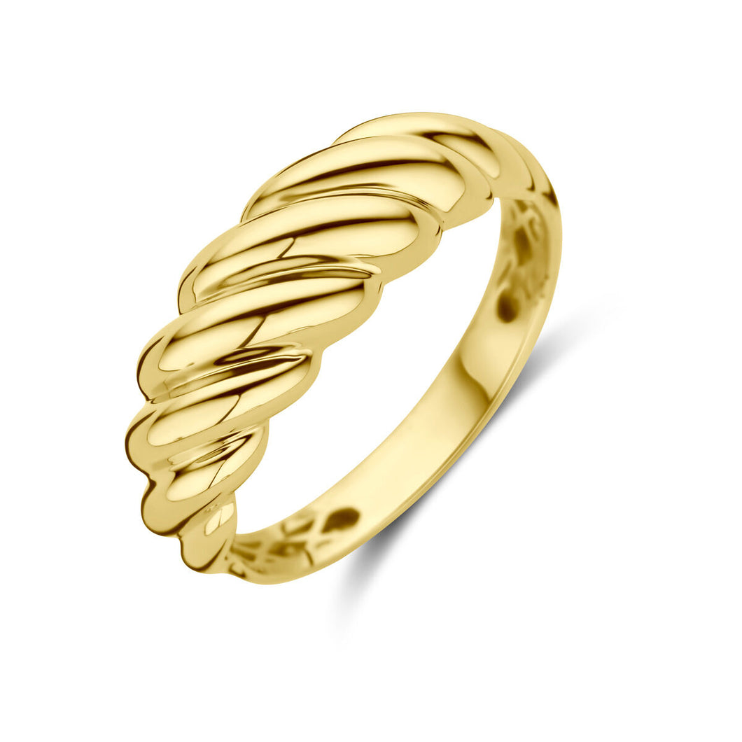 echt gouden croissant ring | 14 karaat geel goud