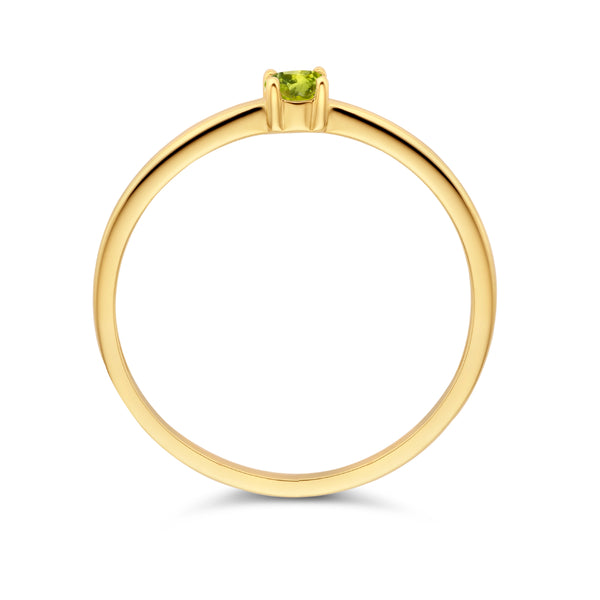 echt geel gouden ring met period | 14 krt geel goud - augustus geboortesteen