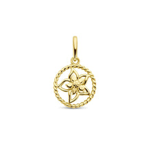 Afbeelding in Gallery-weergave laden, geel gouden hanger met ridderspoor | juli geboortebloem
