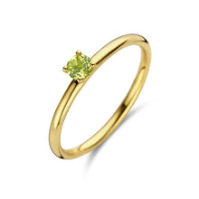 Afbeelding in Gallery-weergave laden, echt geel gouden ring met groene peridot | 14 krt geel goud
