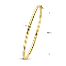 Afbeelding in Gallery-weergave laden, geel gouden rond afgewerkte bangle 3 mm van 9 karaat geel goud
