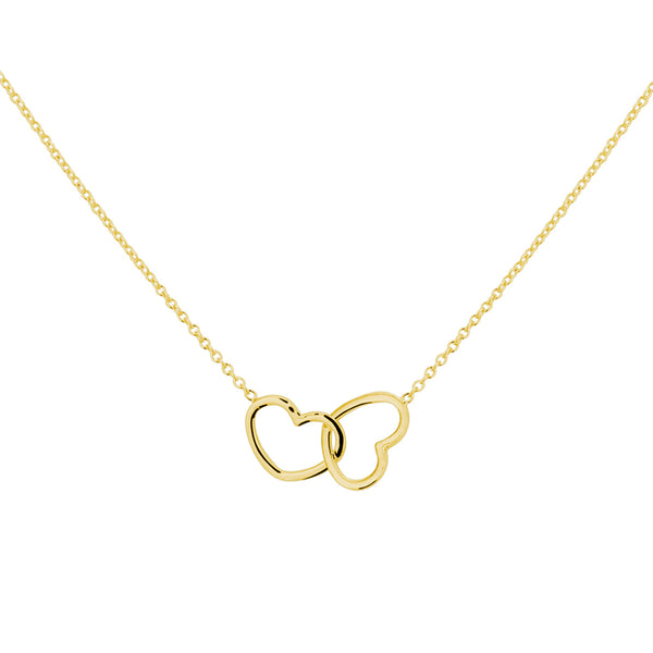twee hartjes in elkaar | minimalistisch verguld goud kettinkje