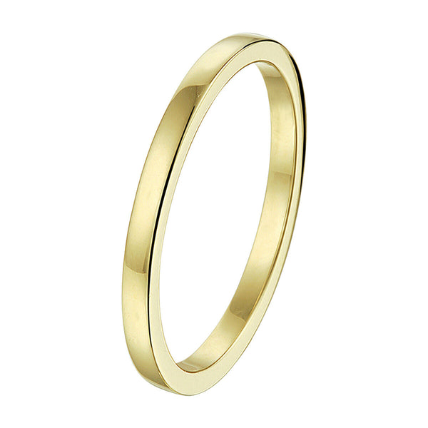 gladde vlakke ring 2 mm | 14 krt geel goud