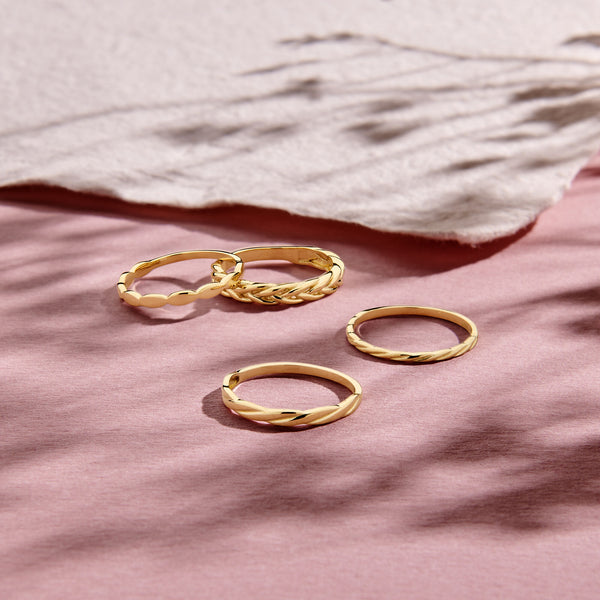 echt gouden smalle gevlochten ring | 14 karaat geel goud