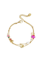Afbeelding in Gallery-weergave laden, goudkleurig dubbel armbandje met roze accenten | stainless steel
