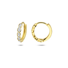 Afbeelding in Gallery-weergave laden, geel gouden oorringen met ovale zirkoniastenen 13 mm
