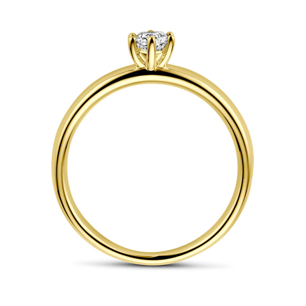 echt gouden ring met diamant van 0.25 crt | 14 karaat geel goud