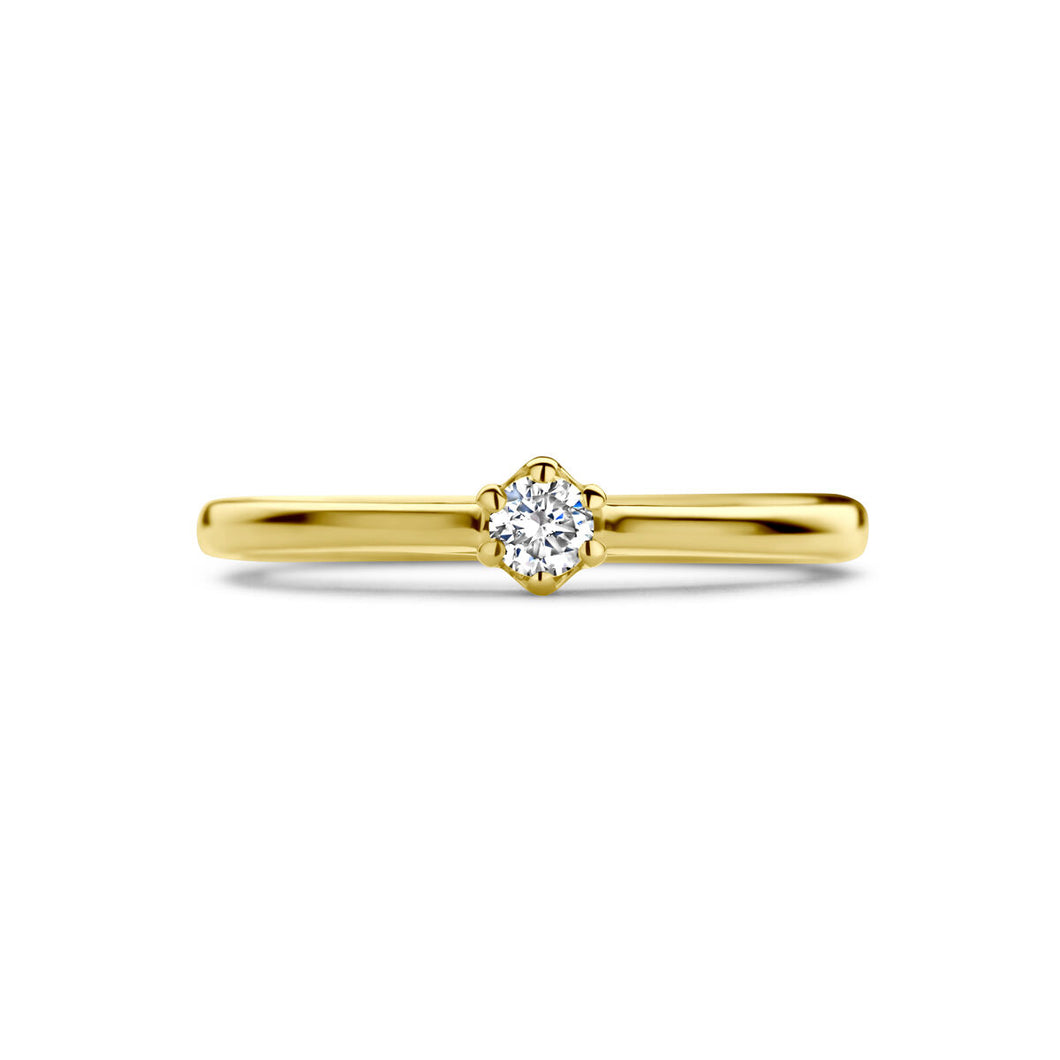 echt gouden ring met diamant van 0.10 crt | 14 karaat geel goud