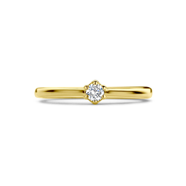 echt gouden ring met diamant van 0.10 crt | 14 karaat geel goud