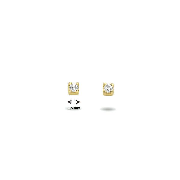 gouden oorknopjes met mini zirkonia stenen a 1.5 mm | 14 krt