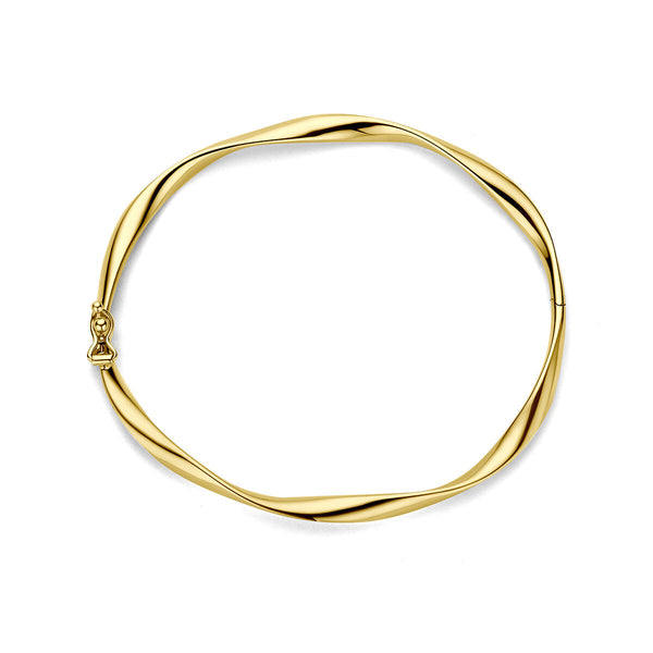 4 mm grof gevlochten bangle van 9 krt geel goud