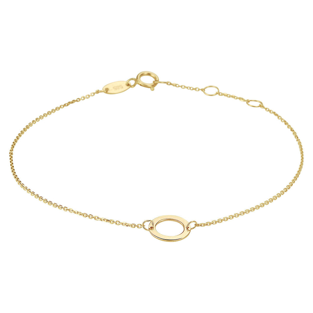 fijn armbandje met open cirkel 14 krt geel goud