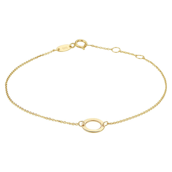 fijn armbandje met open cirkel 14 krt geel goud