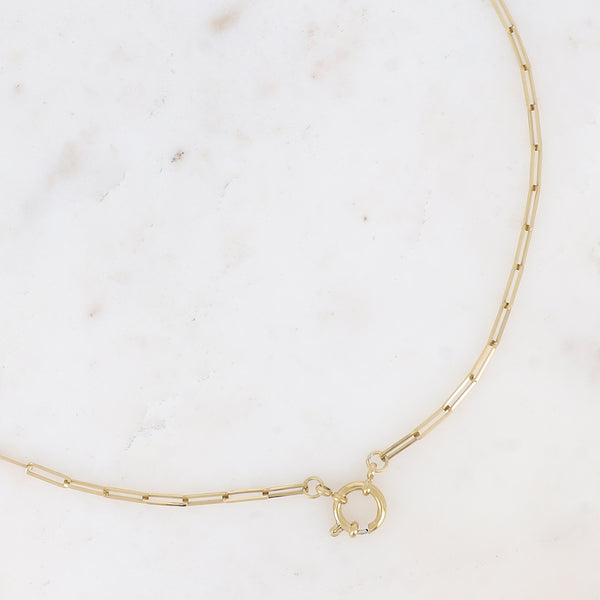 goudkleurig schakel collier met slot aan de voorzijde | stainless steel