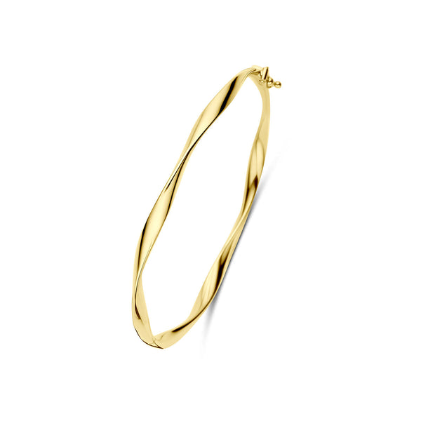4 mm grof gevlochten bangle van 9 krt geel goud
