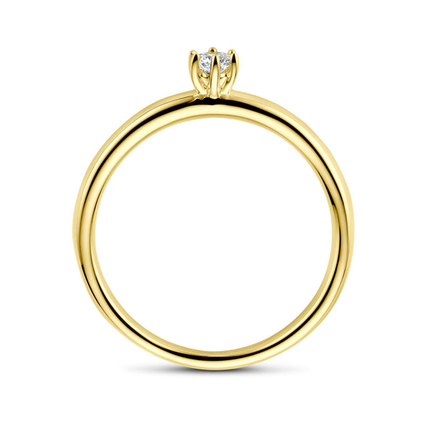 echt gouden ring met diamant van 0.10 crt | 14 karaat geel goud