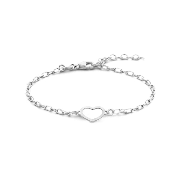 schakel armbandje met hartje | echt zilver