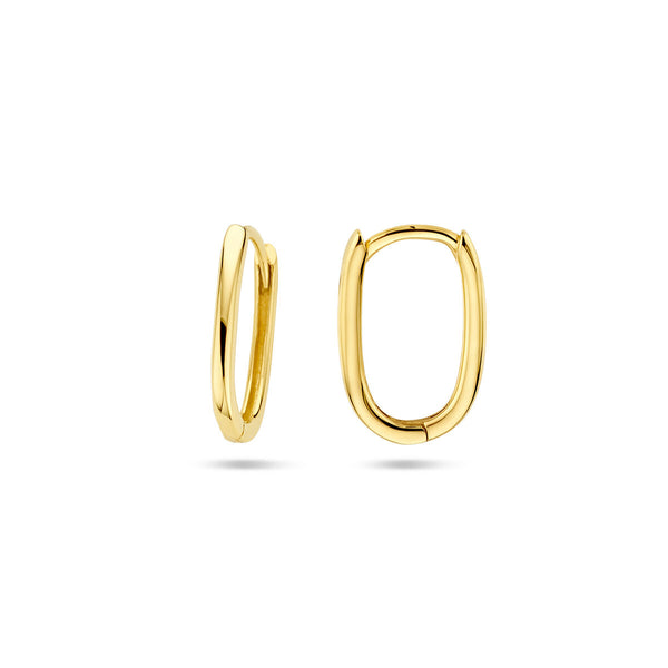 rechthoekige paperclip oorringen van 9 krt geel goud