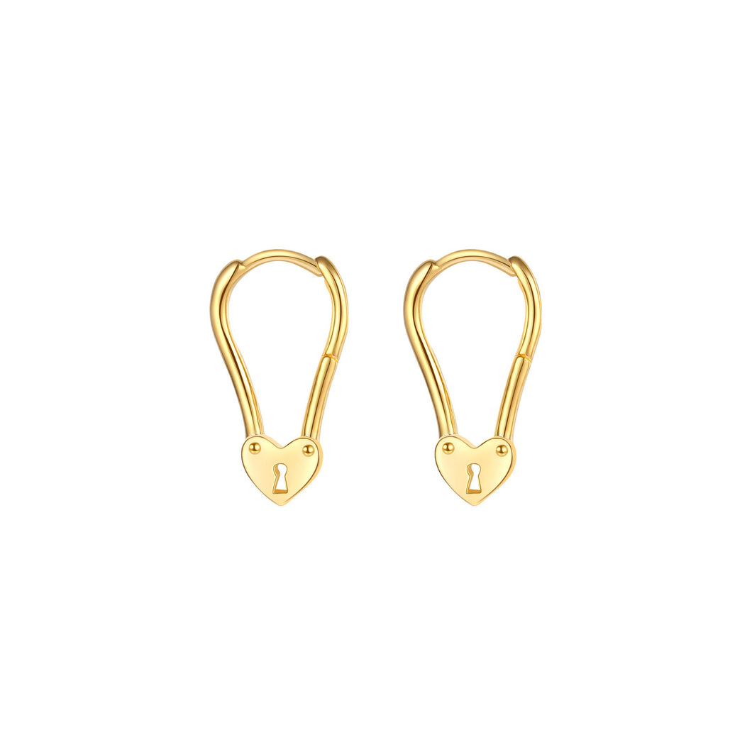 verguld gouden lock & heart oorringen | | echt zilver