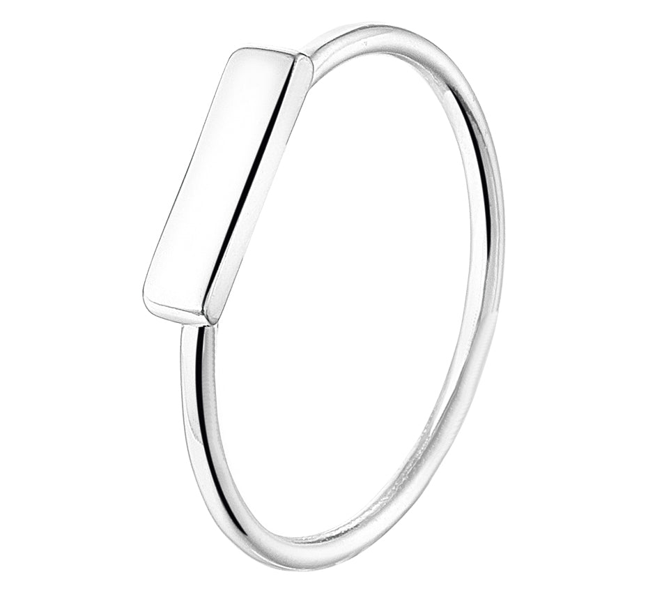 Rechthoekige minimalistische ring met bar | echt zilver