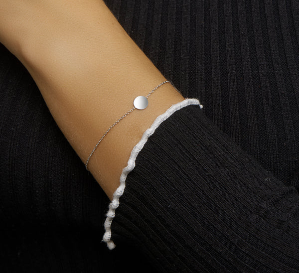 Plat rond muntje armbandje | echt zilver