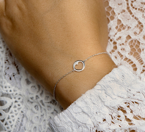 Hartje uit muntje | echt zilver armbandje