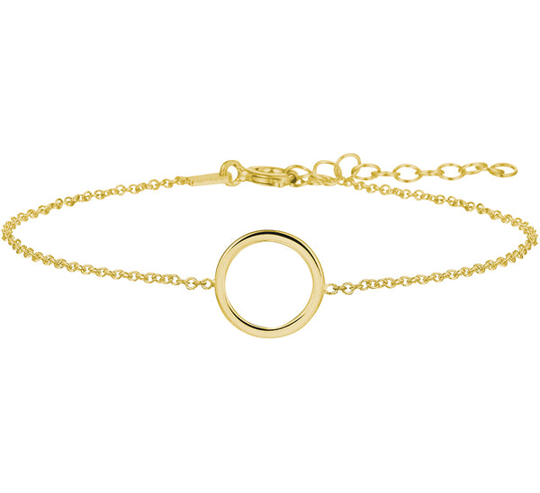 Verguld goud armbandje met cirkel | echt zilver