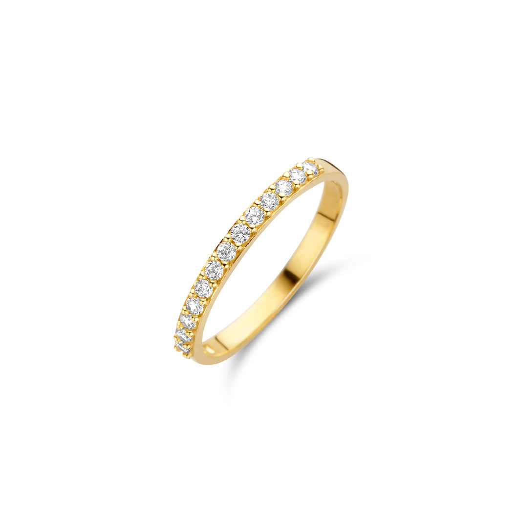Geel gouden ring met zirkonia stenen
