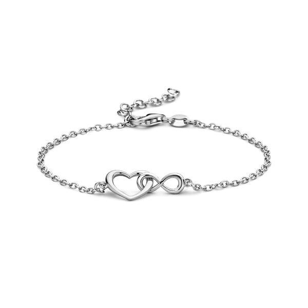 echt zilver schakel armbandje met hart en infinity teken