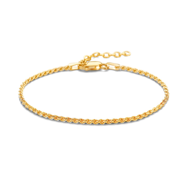 Smal koord armbandje verguld goud