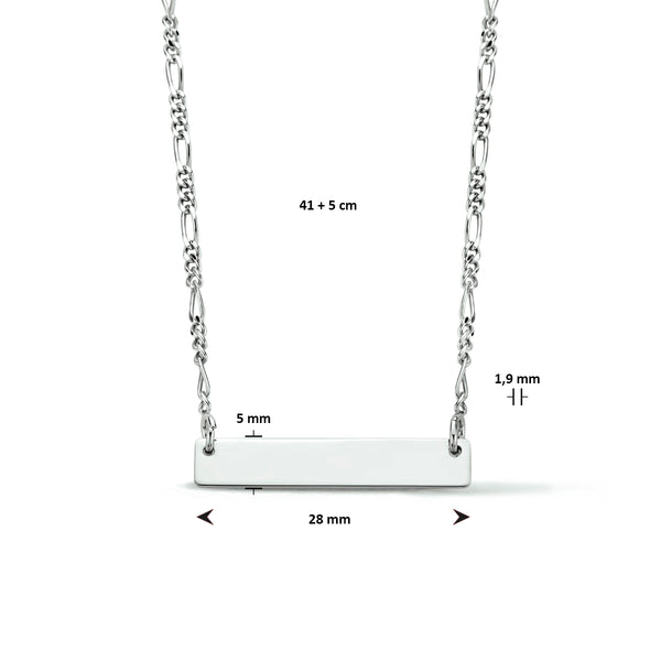 Bar aan subtiele chain | graveer sieraad | echt zilver