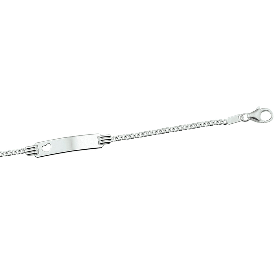 echt zilver naam plaat armbandje met hartje 13 + 2 cm