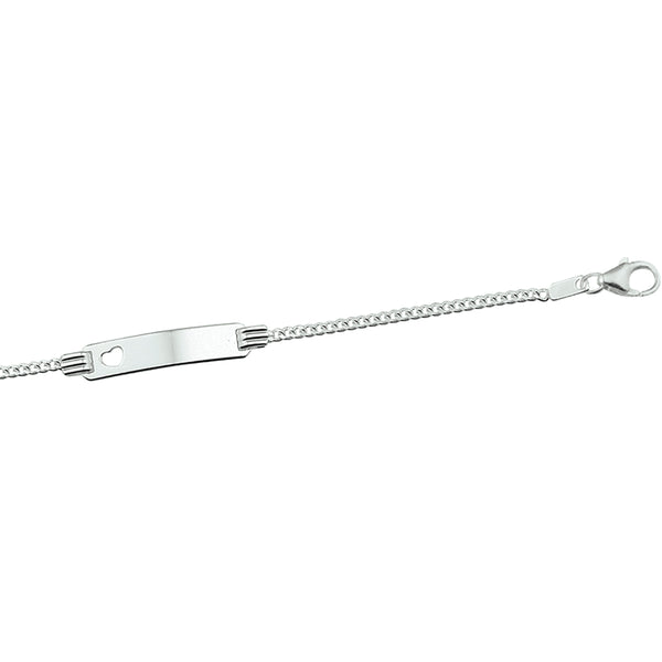 echt zilver naam plaat armbandje met hartje 13 + 2 cm