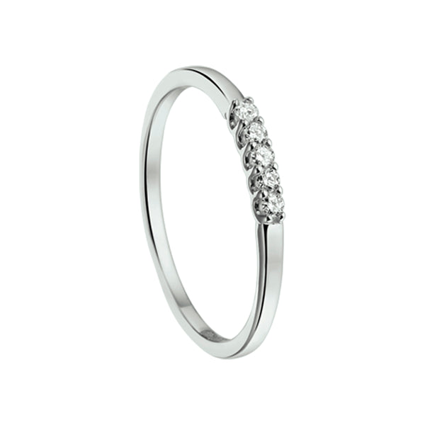 Wit gouden rij ring met diamant