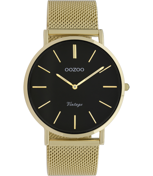 Oozoo new vintage goudkleur met zwarte wijzerplaat | 40 mm