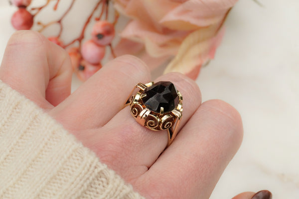 vintage gouden ring met granaat