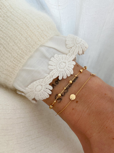 echt gouden bolletjes armband | 14 krt geel goud