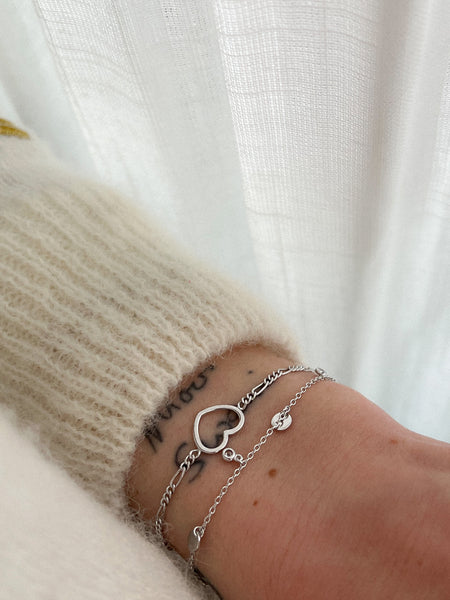 hartje tussen chain | echt zilver armbandje