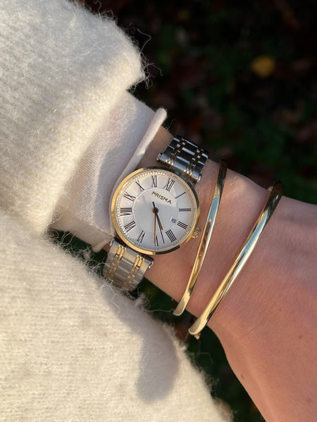 Prisma bicolour dames horloge met romeinse cijfers