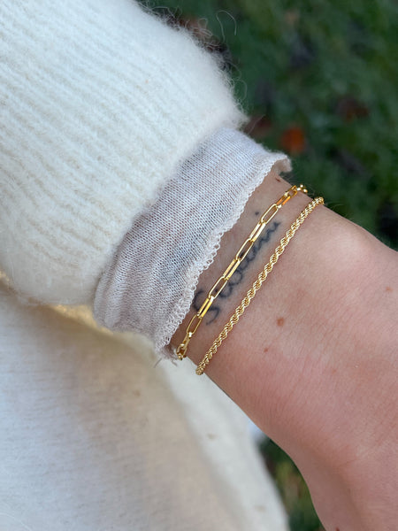 verguld goud schakel armbandje van echt zilver + laagje goud