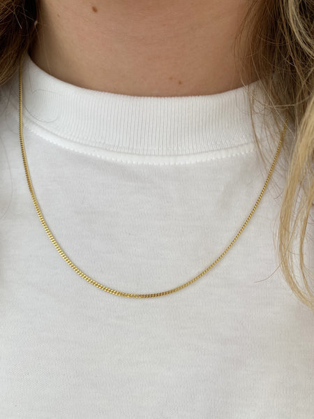 1.4 mm gourmette lengte collier 14 karaat geel goud