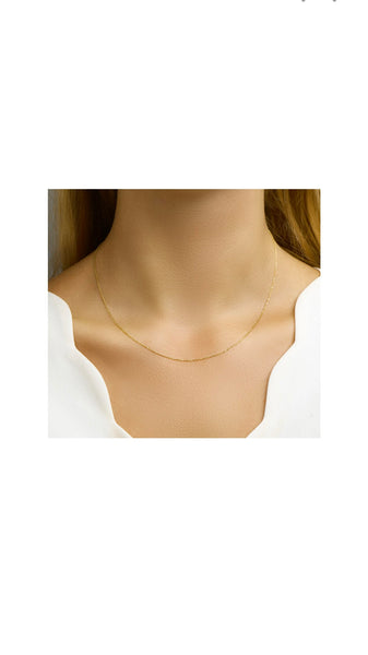 1 mm plat anker lengte collier 14 karaat geel goud